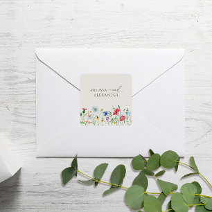 Wildflower Garden Beige Wedding Envelope Seals