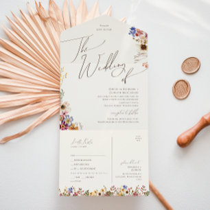 Wildflower Garden   Beige Wedding Of Seal and Send All In One Invitation