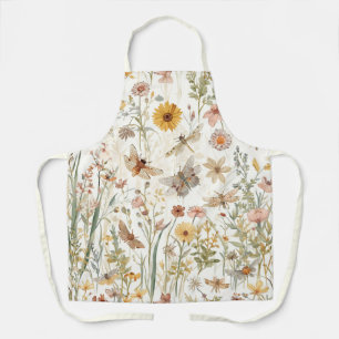 Wildflower Garden Botanical Butterflies Floral Apron