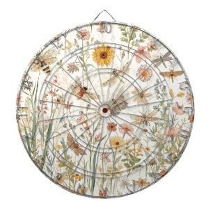 Wildflower Garden Botanical Butterflies Floral Dartboard