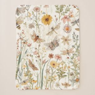 Wildflower Garden Botanical Butterflies Floral Sherpa Blanket