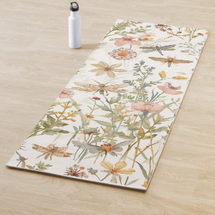 Wildflower Garden Botanical Butterflies Floral Yoga Mat