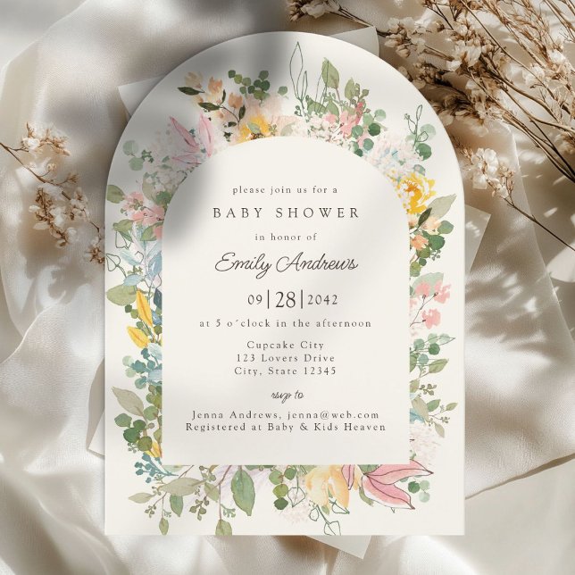 Wildflower Garden Charm | Baby Shower Invitation (Wildflower Garden Charm | Arch Baby Shower Invitation)