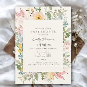 Wildflower Garden Charm   Baby Shower Invitation