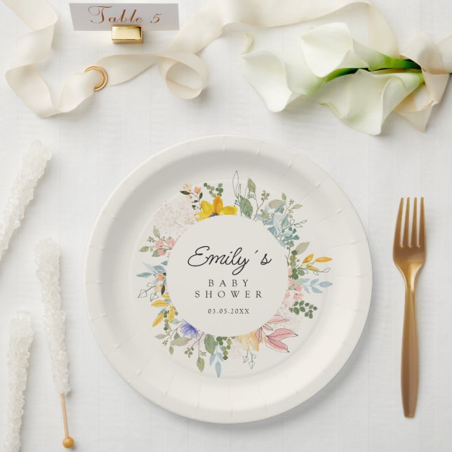 Wildflower Garden Charm | Baby Shower  Paper Plate (Wedding)