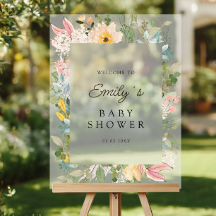 Wildflower Garden Charm Baby Shower Welcome Acrylic Sign