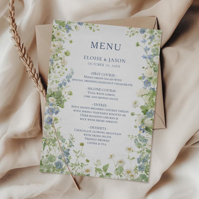  Wildflower Garden Chic Wedding Menu (Creator Uploaded)