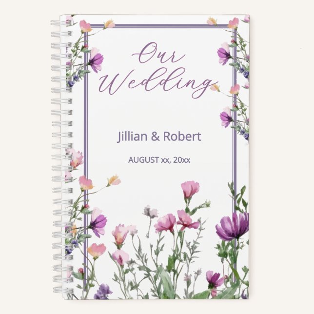 Wildflower Garden Elegant Wedding Notebook (Front)