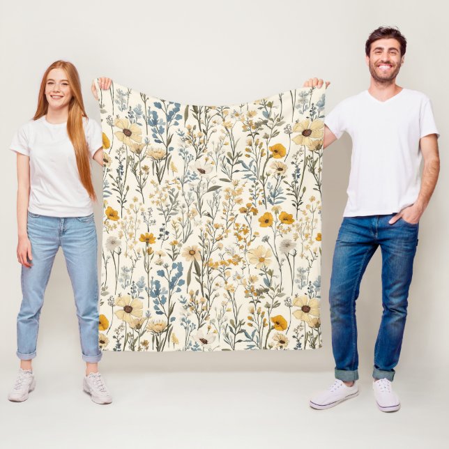 Wildflower Garden Floral Fleece Blanket (In Situ)