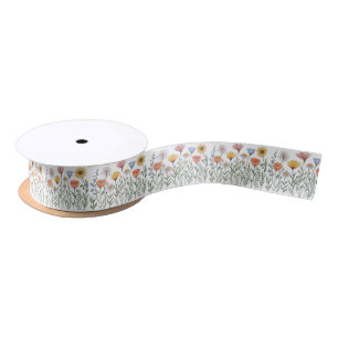 Wildflower Garden floral flower flowers Pattern    Satin Ribbon