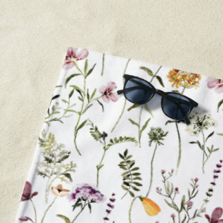 Wildflower Garden Floral Pattern  Beach Towel