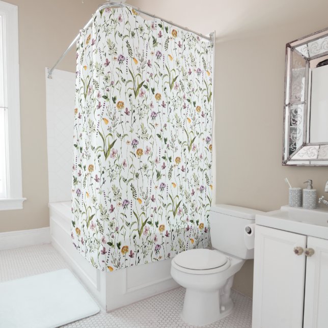 Wildflower Garden Floral Pattern  Shower Curtain (In Situ)