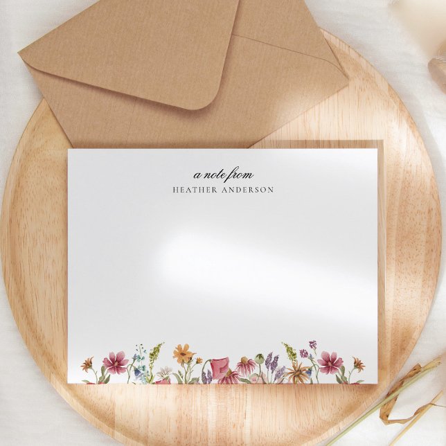 Wildflower Garden Floral Personalised Stationery Card (Creator Uploaded)