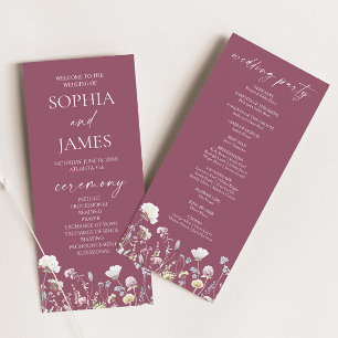 Wildflower Garden Floral Wild Flowers Wedding Programme
