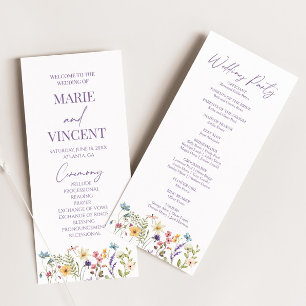 Wildflower Garden Floral Wild Flowers Wedding Programme
