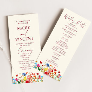 Wildflower Garden Floral Wild Flowers Wedding Programme