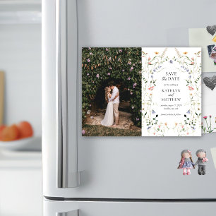 Wildflower Garden Floral Wreath Save The Date Magnetic Invitation