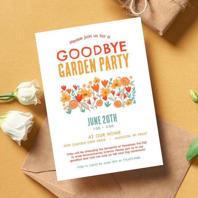 Wildflower Garden Going Away Party  Invitation (Garden Party Going Away Invitation Front)