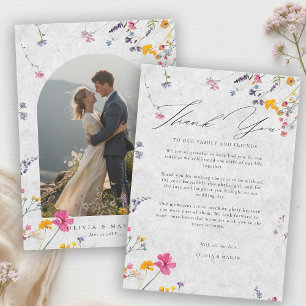 Wildflower Garden Modern Ivory Arch Photo Wedding Thank You Card