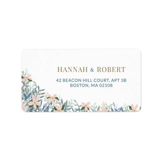 Wildflower Garden Modern Wedding Address Label (Front)