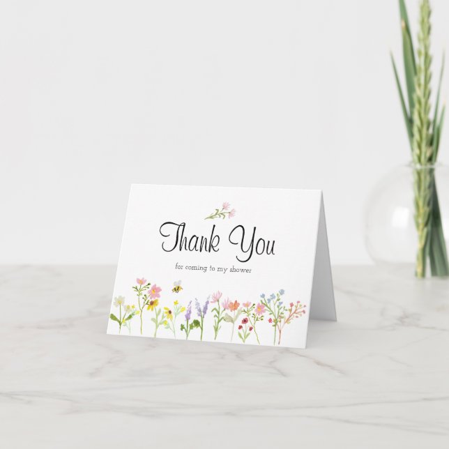 Wildflower Garden Party Baby Shower Thank You Card (Front)