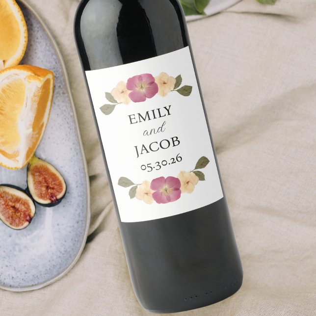 Wildflower Garden Party Boho Personalised Wedding Wine Label (Creator Uploaded)