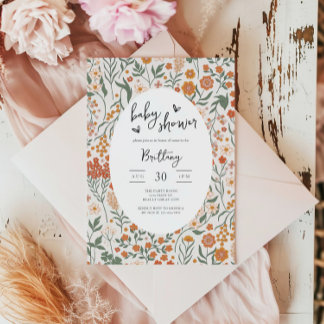Wildflower Garden Party Gender Neutral Baby Shower Invitation