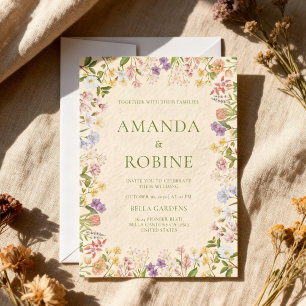 Wildflower Garden Pastel Botanical Floral Wedding Invitation