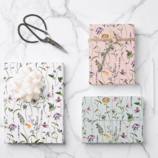 Wildflower Garden Pattern Wrapping Paper Sheet