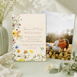 Wildflower Garden Photo Wedding Invitation