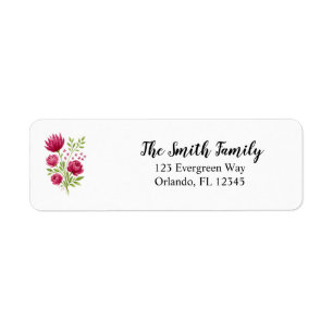 Wildflower Garden Pink Flower Painting Label