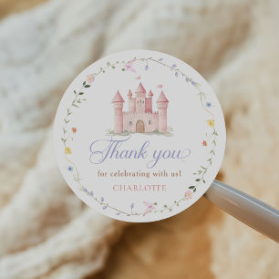 Wildflower Garden Princess Castle 1st Birthday  Classic Round Sticker