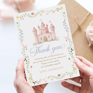 Wildflower Garden Princess Castle 1st Birthday Thank You Card