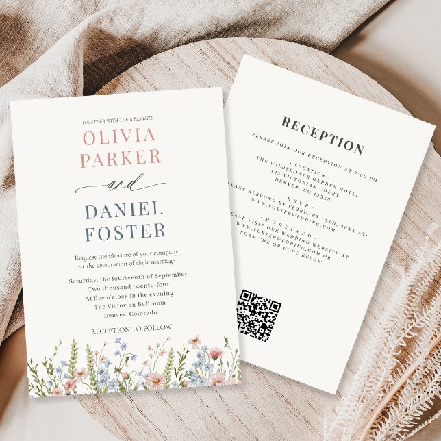 Wildflower Garden QR Code Wedding Invitation (Creator Uploaded)