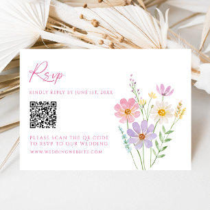Wildflower Garden QR Code Wedding RSVP Card
