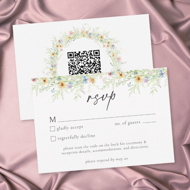 Wildflower Garden Rustic Floral Wedding QR Code RSVP Card (Wildflower Garden Rustic Floral Wedding QR Code RSVP Card)