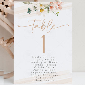 Wildflower Garden Seating Chart Table Number Name