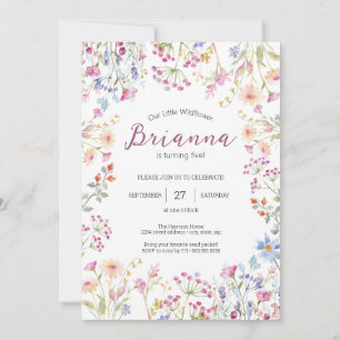 Wildflower Garden Theme Girl watercolor birthday Invitation