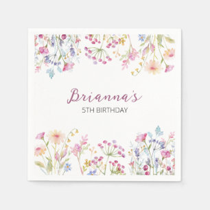 Wildflower Garden Theme Girl watercolor Thank you  Napkin