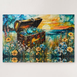Wildflower Garden Treasure Chest Jigsaw Puzzle