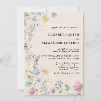 Wildflower Garden Warm Earthy Tone Wedding Invitation