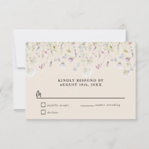 Wildflower Garden Warm Earthy Tone Wedding RSVP Card