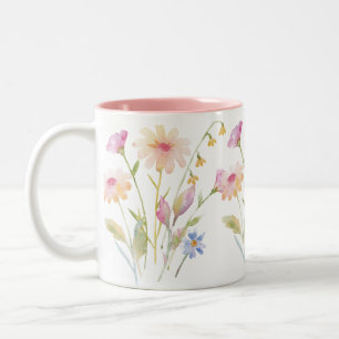 Wildflower Garden Watercolor Floral Two-Tone Coffe Coffee Mug