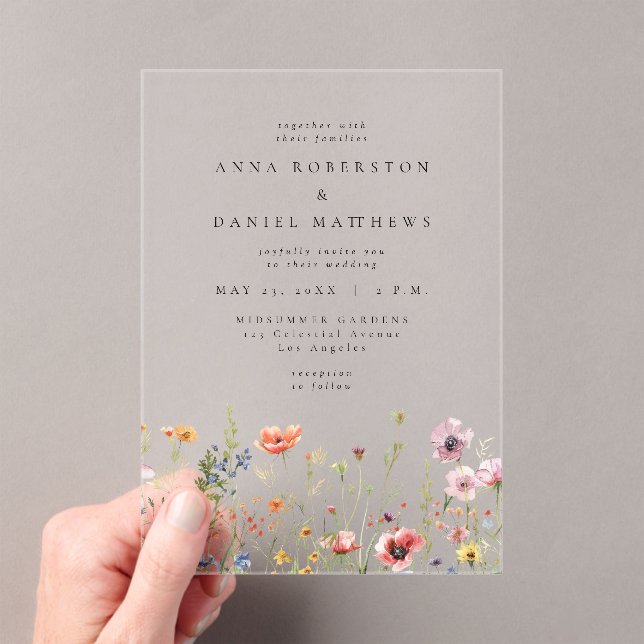 Wildflower Garden Wedding Acrylic Invitations (Insitu (Handheld))