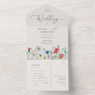 Wildflower garden Wedding Beige Seal And Send All In One Invitation