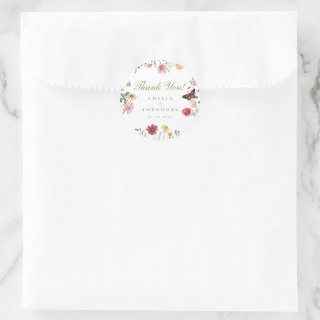 Wildflower Garden Wedding Classic Round Sticker (Bag)