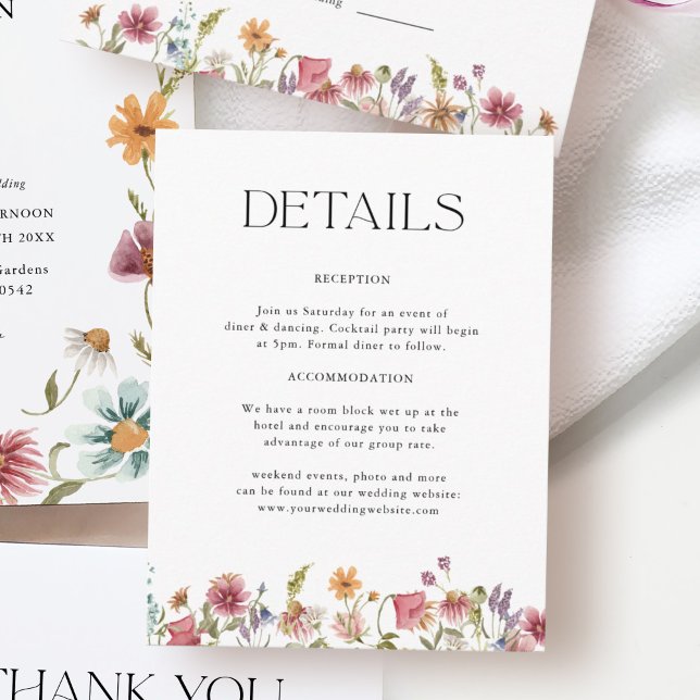 Wildflower Garden Wedding Details Enclosure Card (Creator Uploaded)