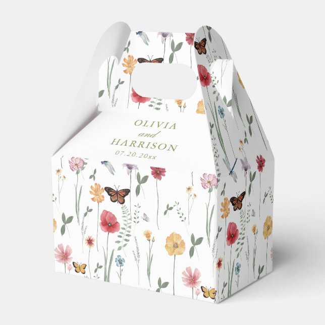 Wildflower Garden Wedding Favour Box (Back Side)