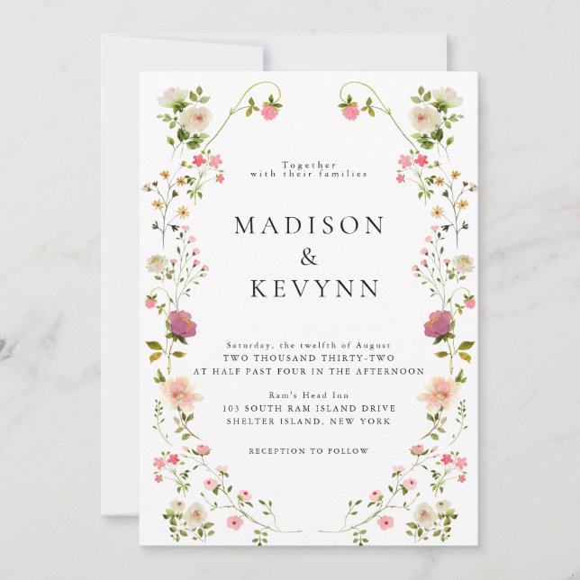 Wildflower Garden Wedding Invitation (Front)