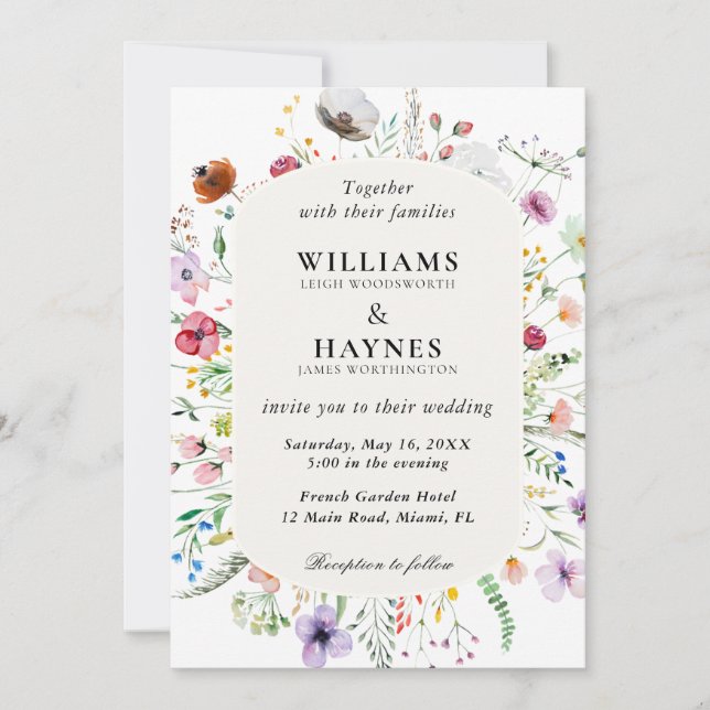 Wildflower Garden Wedding Invitation (Front)